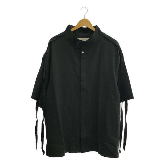 【新品】  prasthana / プラスターナ | stand neck bigsleeve S/S shirt 半袖シャツ | M | ブラック | メンズ