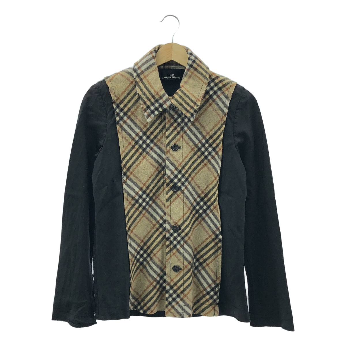 tricot COMME des GARCONS / 토리코콤데가르손 | 2002AW | 울 다른 소재 전환 차단 인사이드 아웃 재킷 | M | 블랙 / 베이지 |