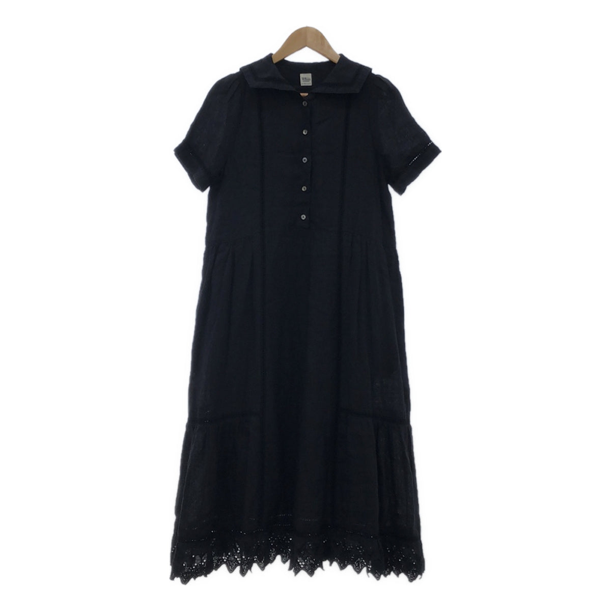 [Good Condition] Ron Herman | Sailor collar linen dress / Lined | XS | Black | Women's