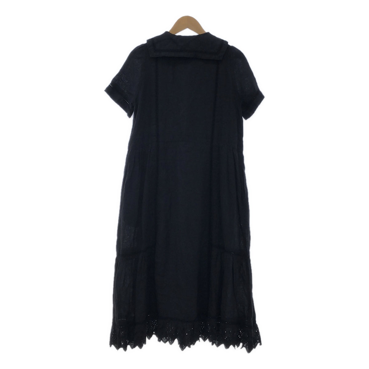 [Good Condition] Ron Herman | Sailor collar linen dress / Lined | XS | Black | Women's