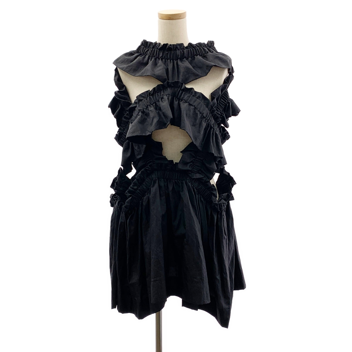 HOUGA / ホウガ | kiki frill skirt / ワッシャー カットアウト ウエストゴム ボリューム スカート ワンピース |