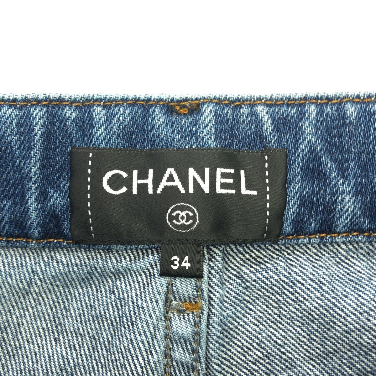 【美品】  CHANEL / シャネル | ペイント加工 ココマーク裾ジップ デニムパンツ | 34 | インディゴ | レディース