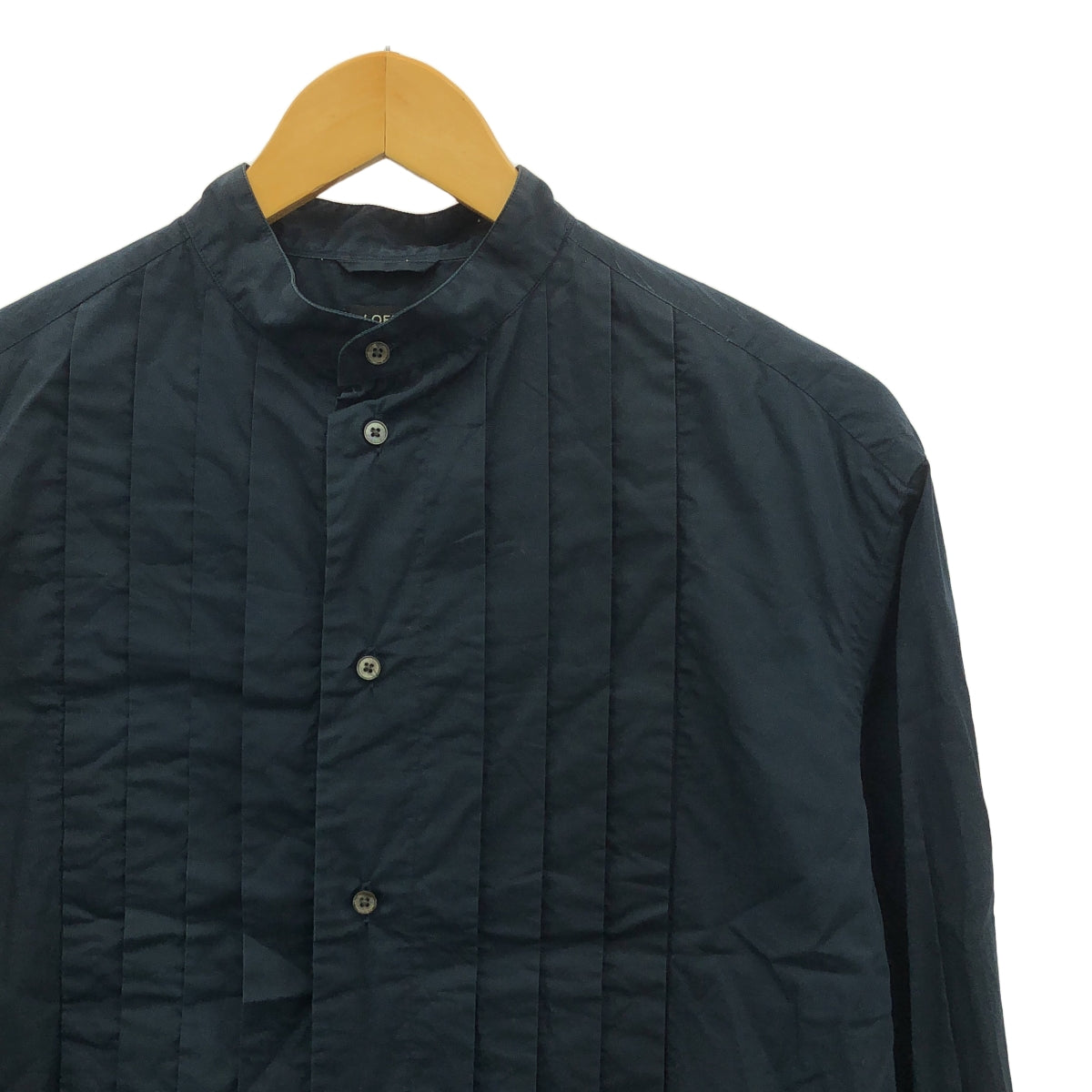 LOEFF / 로에프 | 코튼 포플린 플리츠 롱 셔츠 | 1 | 네이비 | 여성