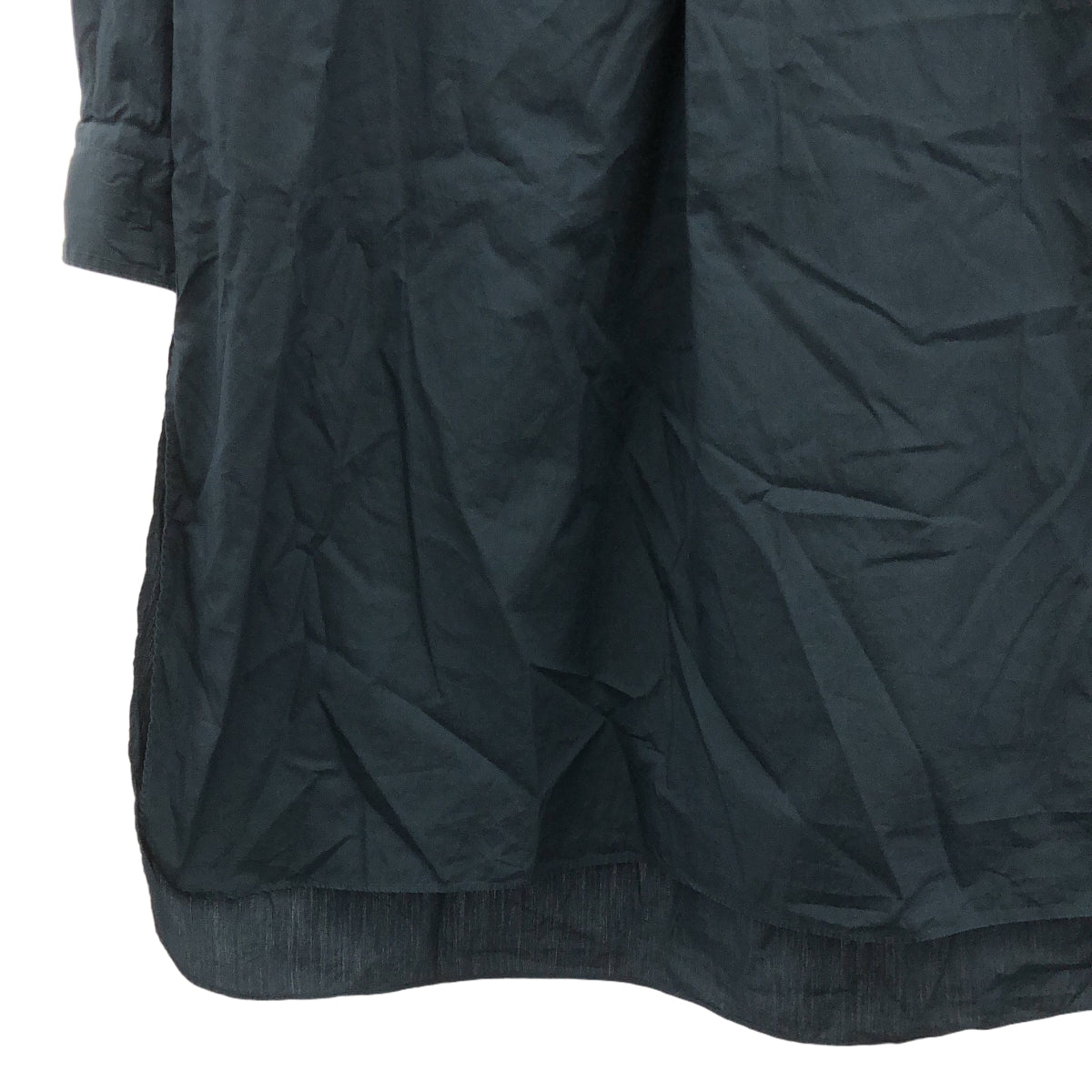 LOEFF / 로에프 | 코튼 포플린 플리츠 롱 셔츠 | 1 | 네이비 | 여성