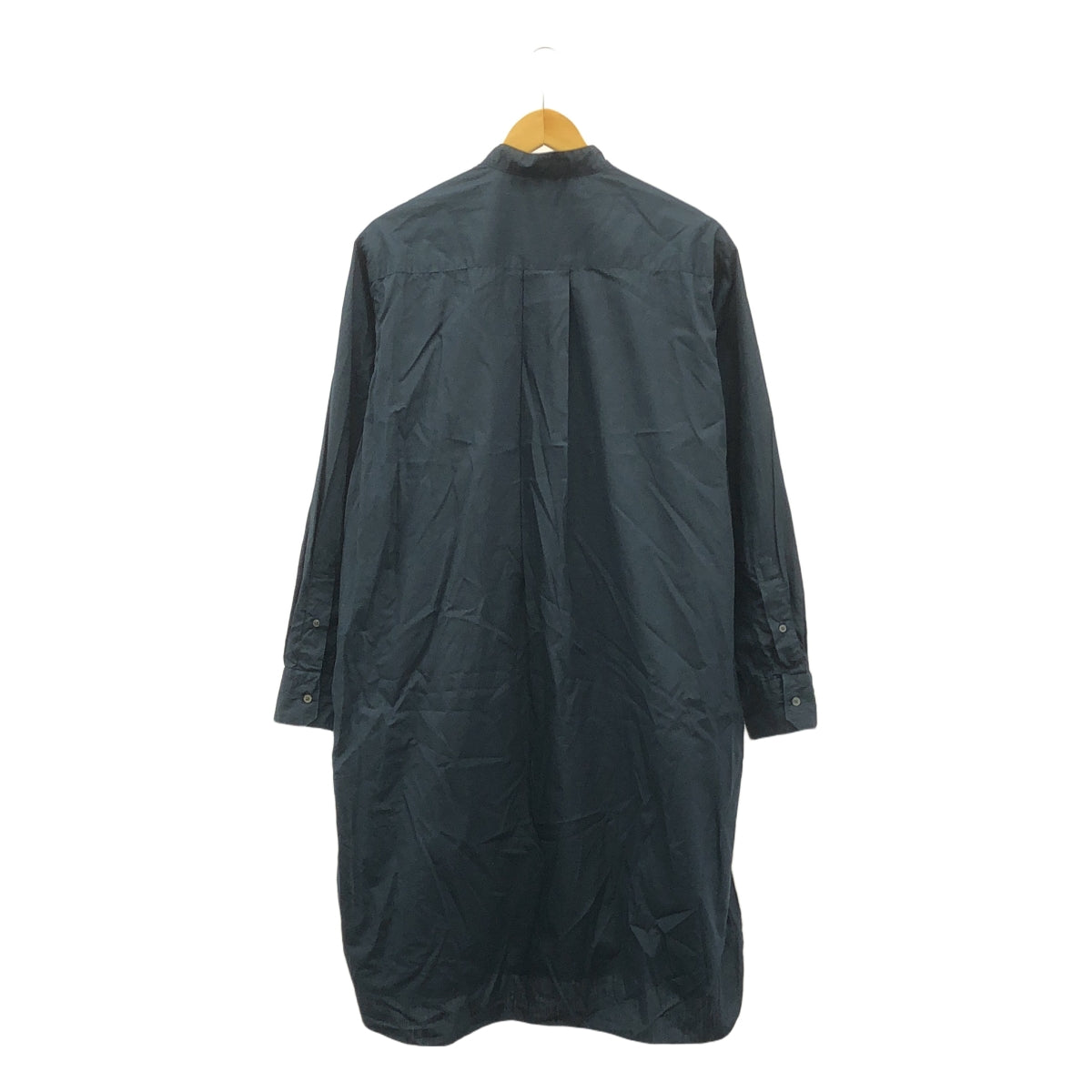 LOEFF / 로에프 | 코튼 포플린 플리츠 롱 셔츠 | 1 | 네이비 | 여성