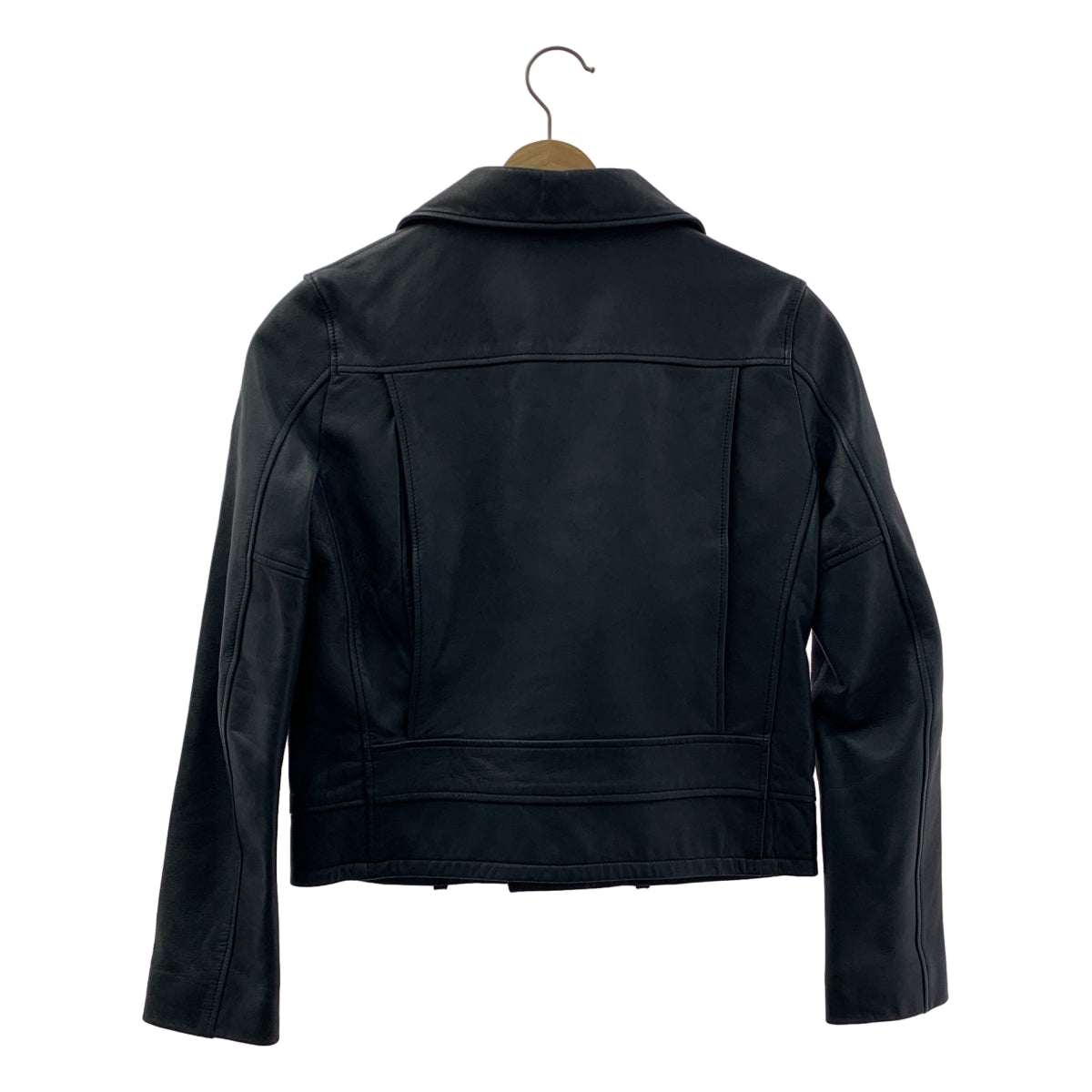 [狀況極佳] Upper Hights | 羊皮標誌拉鍊雙騎士外套 | 全襯裡 | 0 碼 | 海軍藍 | 女款