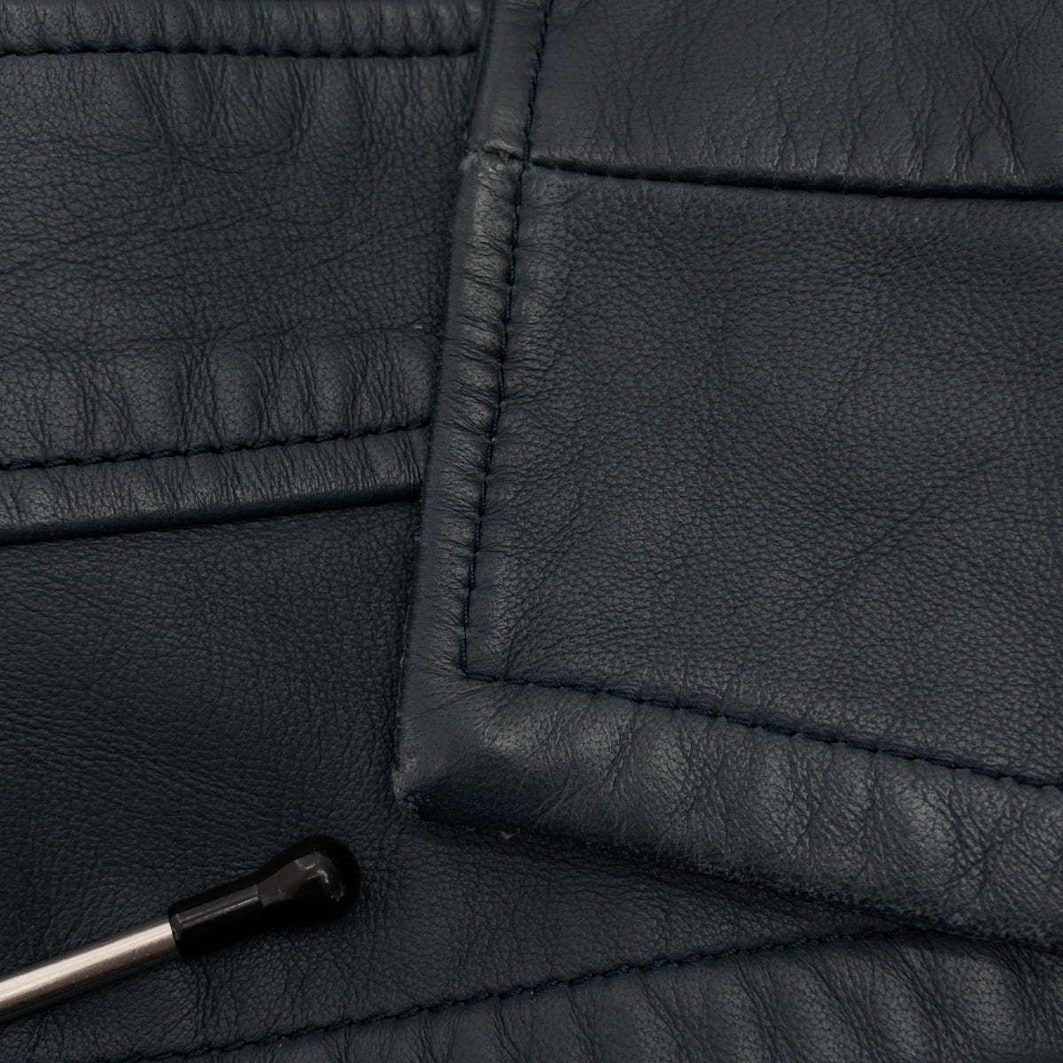 [狀況極佳] Upper Hights | 羊皮標誌拉鍊雙騎士外套 | 全襯裡 | 0 碼 | 海軍藍 | 女款