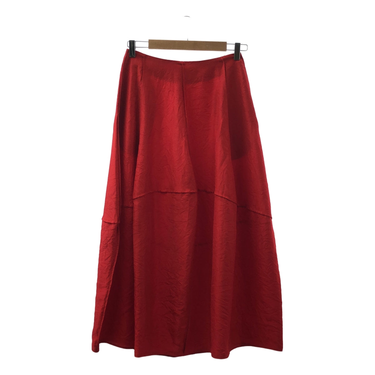 【美品】  BLAMINK / ブラミンク | 2023AW | シワ加工 シルク ロング スカート | 36 | レッド | レディース