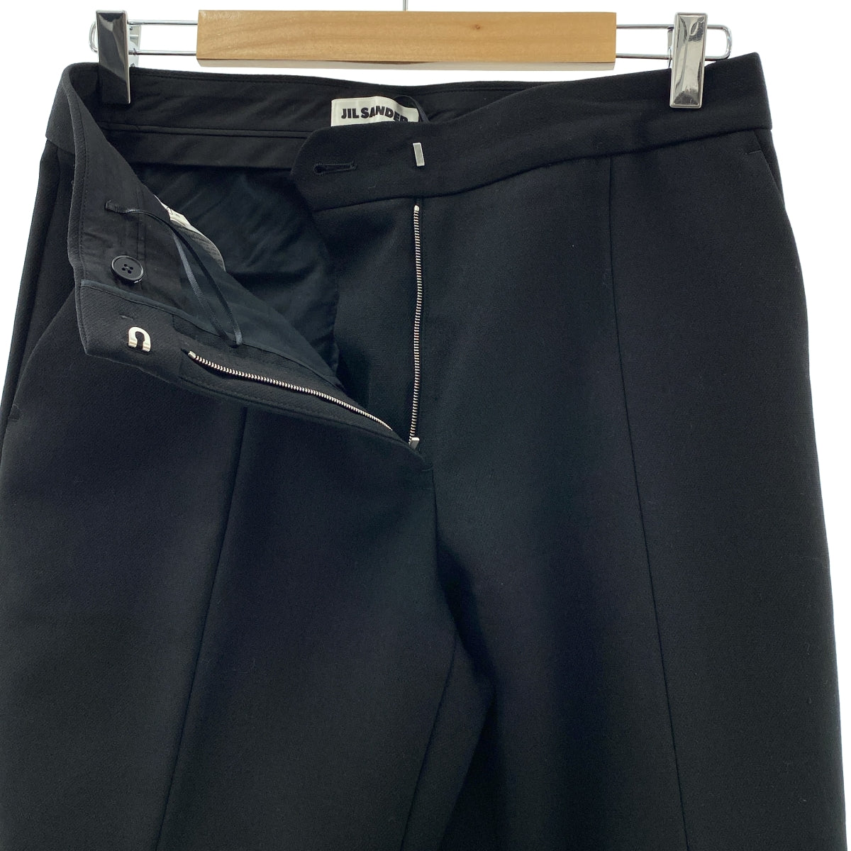 【美品】  JIL SANDER / ジルサンダー | 2024SS | ウール スリット スラックス | 36 | ブラック | レディース