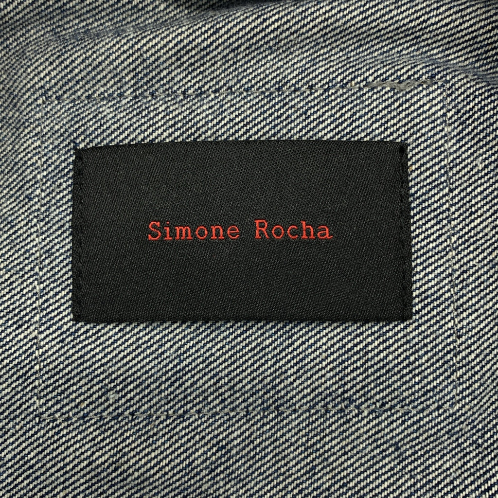 Simone Rocha / シモーネロシャ | 2025SS | ビジュー 装飾 ダブルアジャスター レザーパッチ ロゴボタン オーバー デニムジャケット | S | レディース