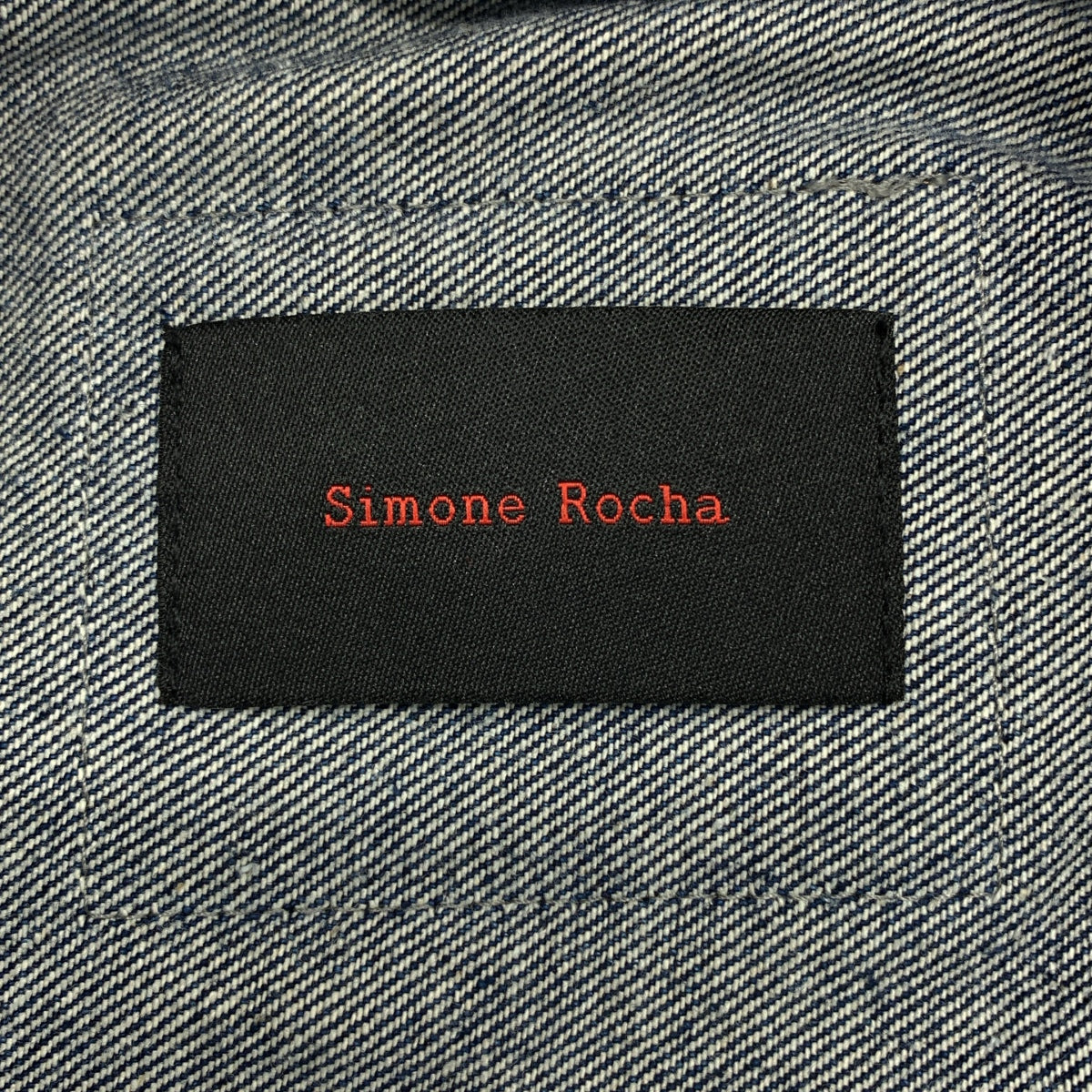Simone Rocha / シモーネロシャ | 2025SS | ビジュー 装飾 ダブルアジャスター レザーパッチ ロゴボタン オーバー デニムジャケット | S | レディース