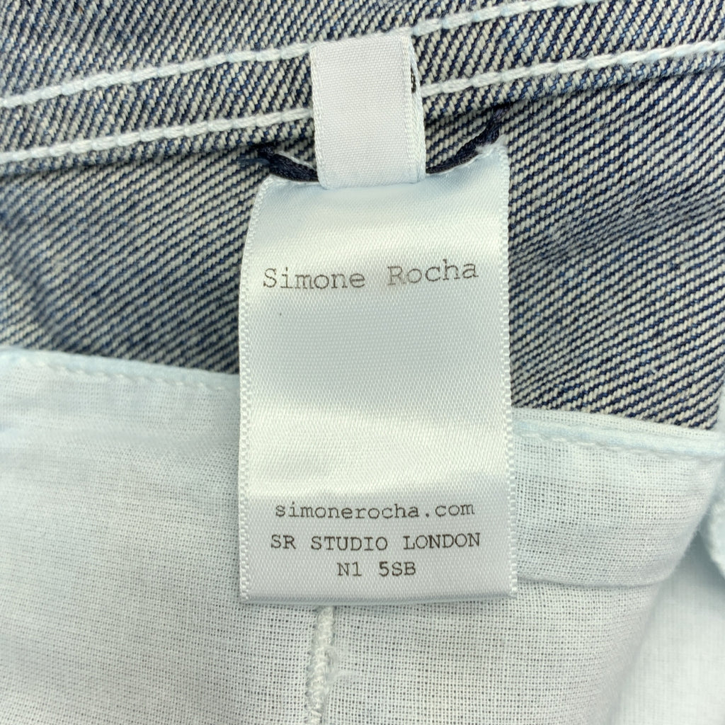 Simone Rocha / シモーネロシャ | 2025SS | ビジュー 装飾 ダブルアジャスター レザーパッチ ロゴボタン オーバー デニムジャケット | S | レディース