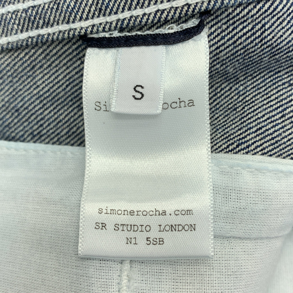 Simone Rocha / シモーネロシャ | 2025SS | ビジュー 装飾 ダブルアジャスター レザーパッチ ロゴボタン オーバー デニムジャケット | S | レディース