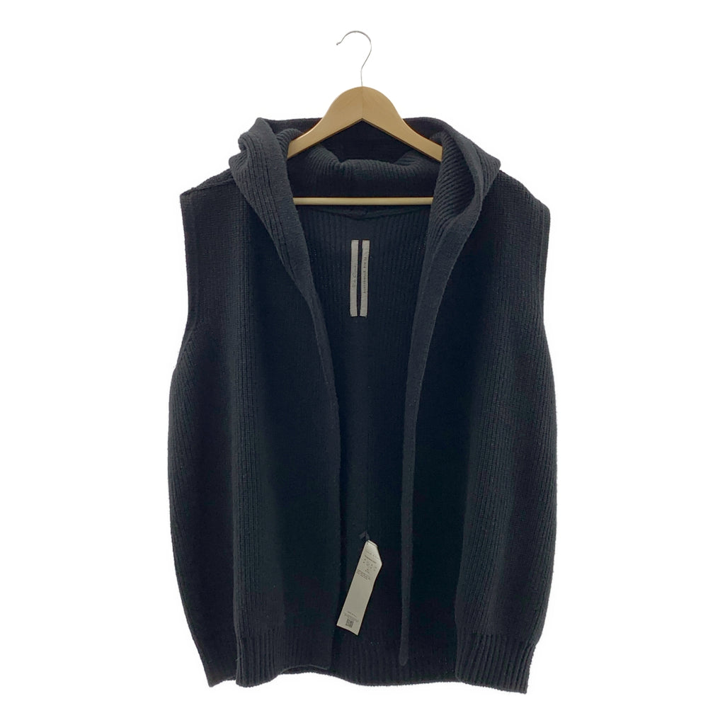 Rick Owens / リックオウエンス | 2024AW | ヘビー ウール ライナー フーデッド ニットベスト | M | ブラック | メンズ