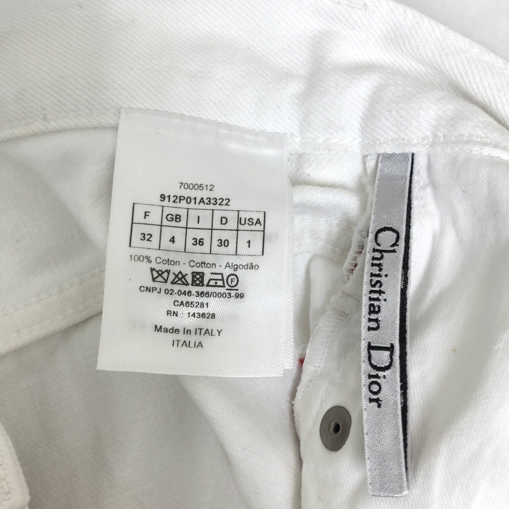 Christian Dior / 기독교 디올 | 코튼 컷오프 로고 테이프 남자 친구 데님 바지 | 32 | 여성