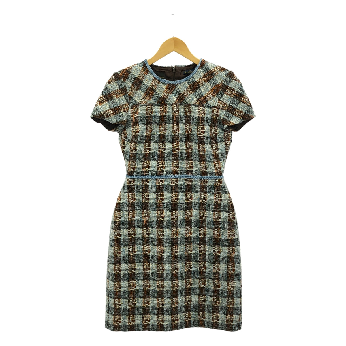 BROOKS BROTHERS / ブルックスブラザーズ | × Lanificio Campore / ラニフィシオ・カンポーレ ツイード ドレス ワンピース | 0 | ブルー/ブラウン | レディース
