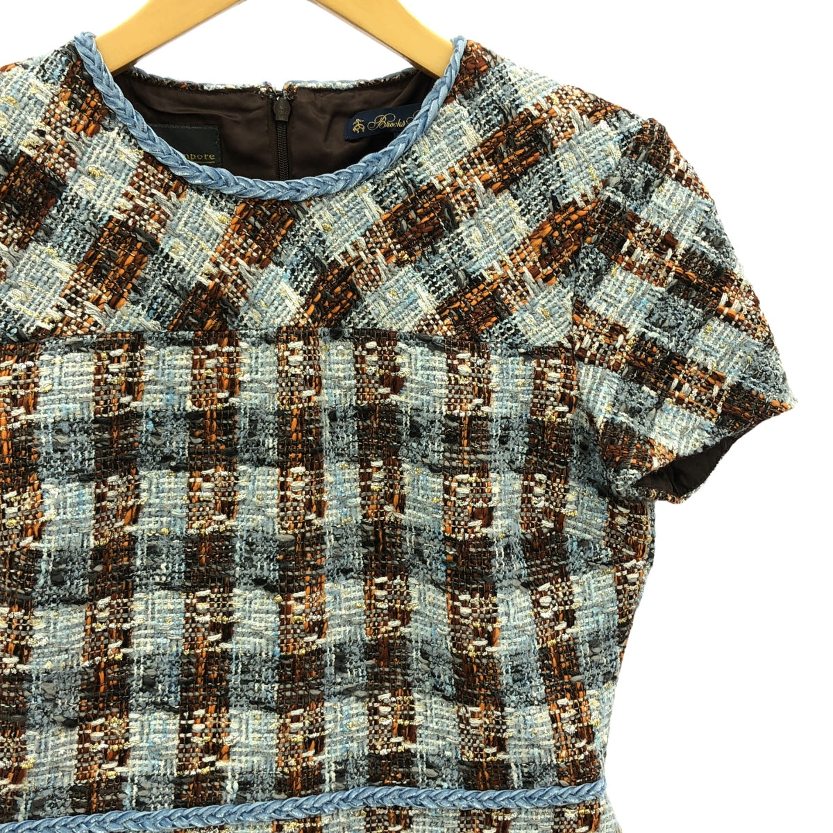 BROOKS BROTHERS / ブルックスブラザーズ | × Lanificio Campore / ラニフィシオ・カンポーレ ツイード ドレス ワンピース | 0 | ブルー/ブラウン | レディース