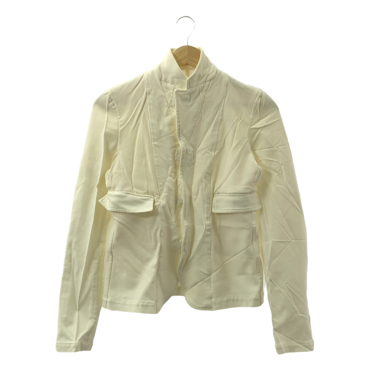 robe de chambre COMME des GARCONS / ローブドシャンブルコムデギャルソン | 90s～ / 1998AW ポリエステル ワッシャー ストレッチ フック式 シングルブレストジャケット | M | ホワイト | レディース