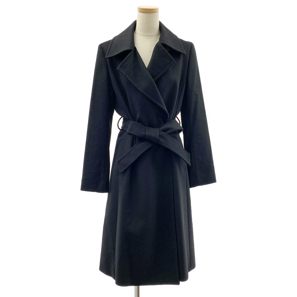 INED / イネド | ウール ベルテッド シングル コート / 総裏地 | 9 | ブラック | レディース