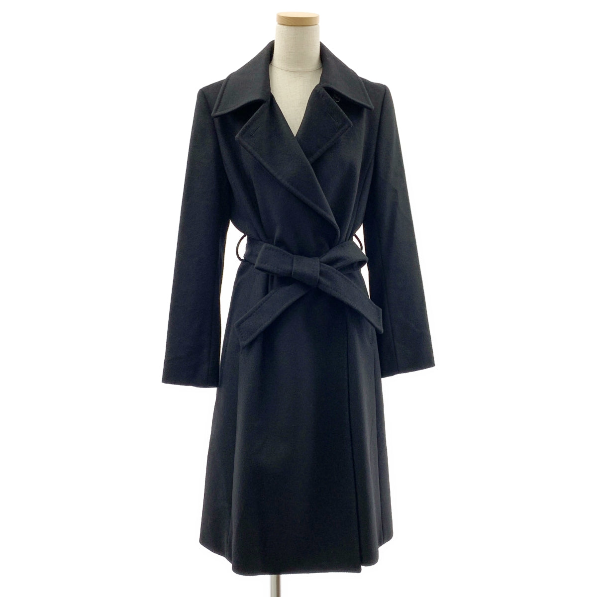 INED / イネド | ウール ベルテッド シングル コート / 総裏地 | 9 | ブラック | レディース