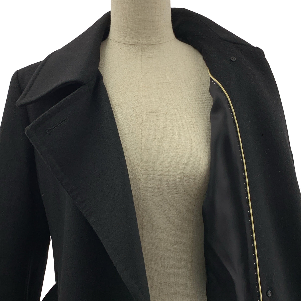 INED / イネド | ウール ベルテッド シングル コート / 総裏地 | 9 | ブラック | レディース