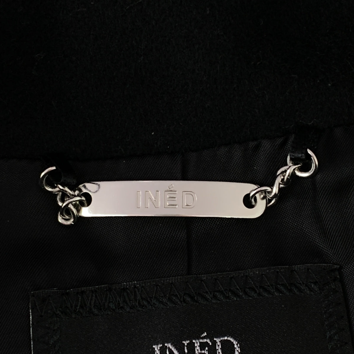 INED / イネド | ウール ベルテッド シングル コート / 総裏地 | 9 | ブラック | レディース