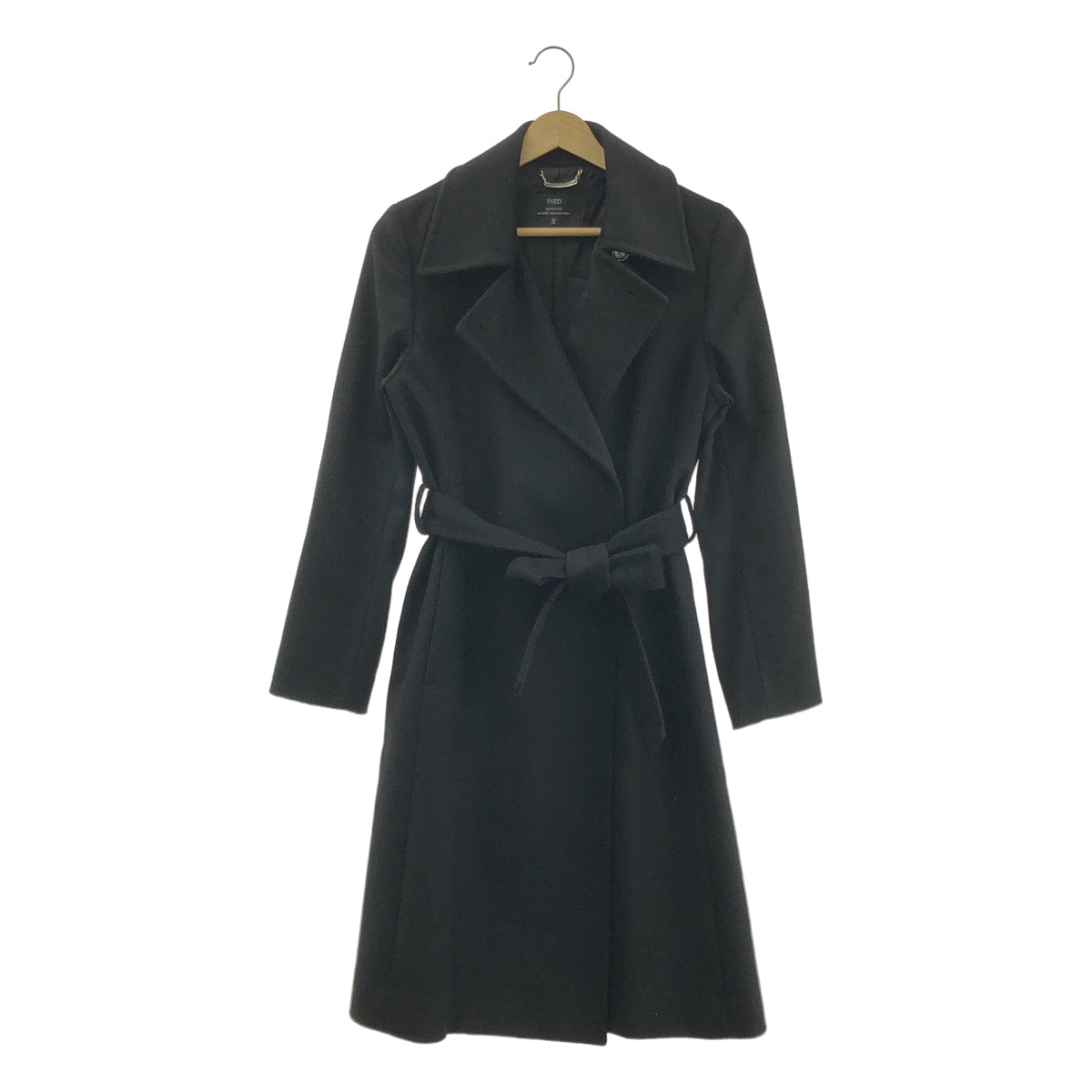 INED / イネド | ウール ベルテッド シングル コート / 総裏地 | 9 | ブラック | レディース