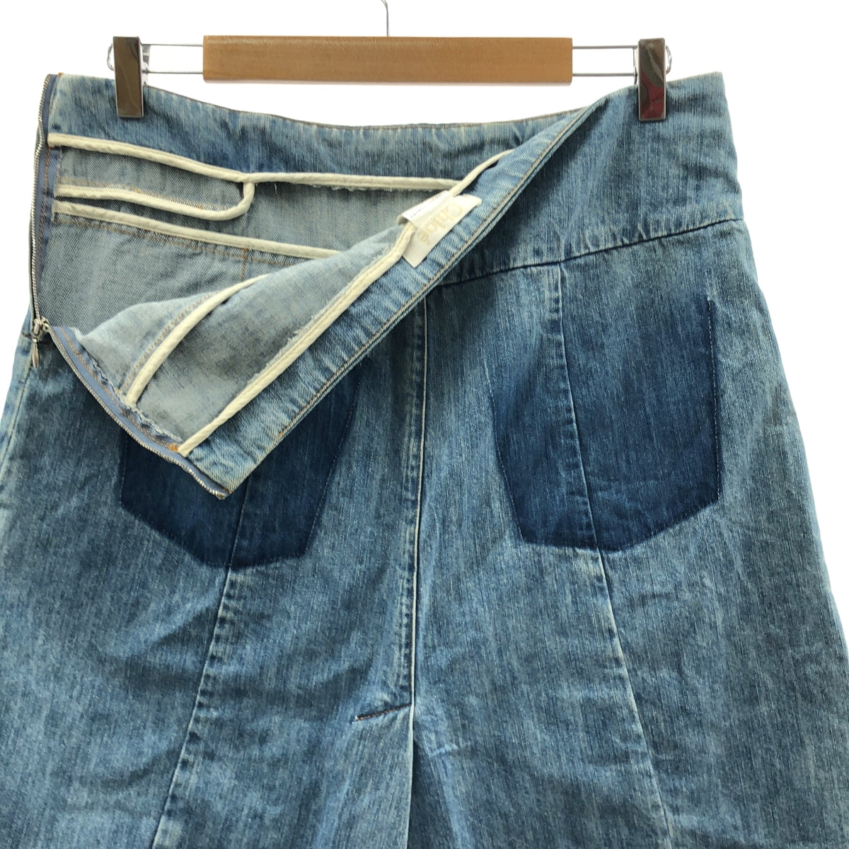 Chloe / クロエ | ヴィンテージ加工 サイドジップ デニム スカート | 40 | レディース