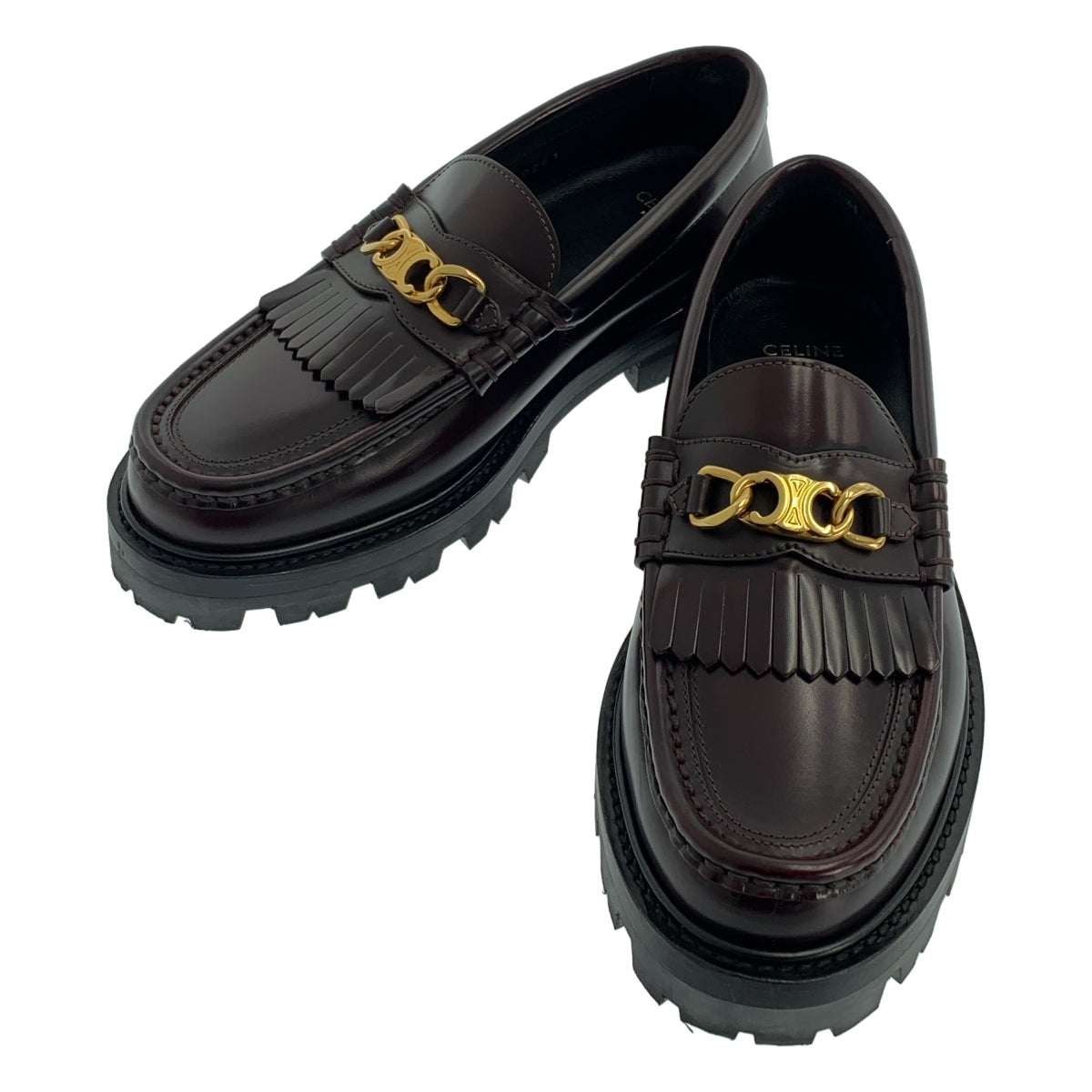 CELINE | Triomphe 鏈條雛菊皮革流蘇樂福鞋 | 36碼 |