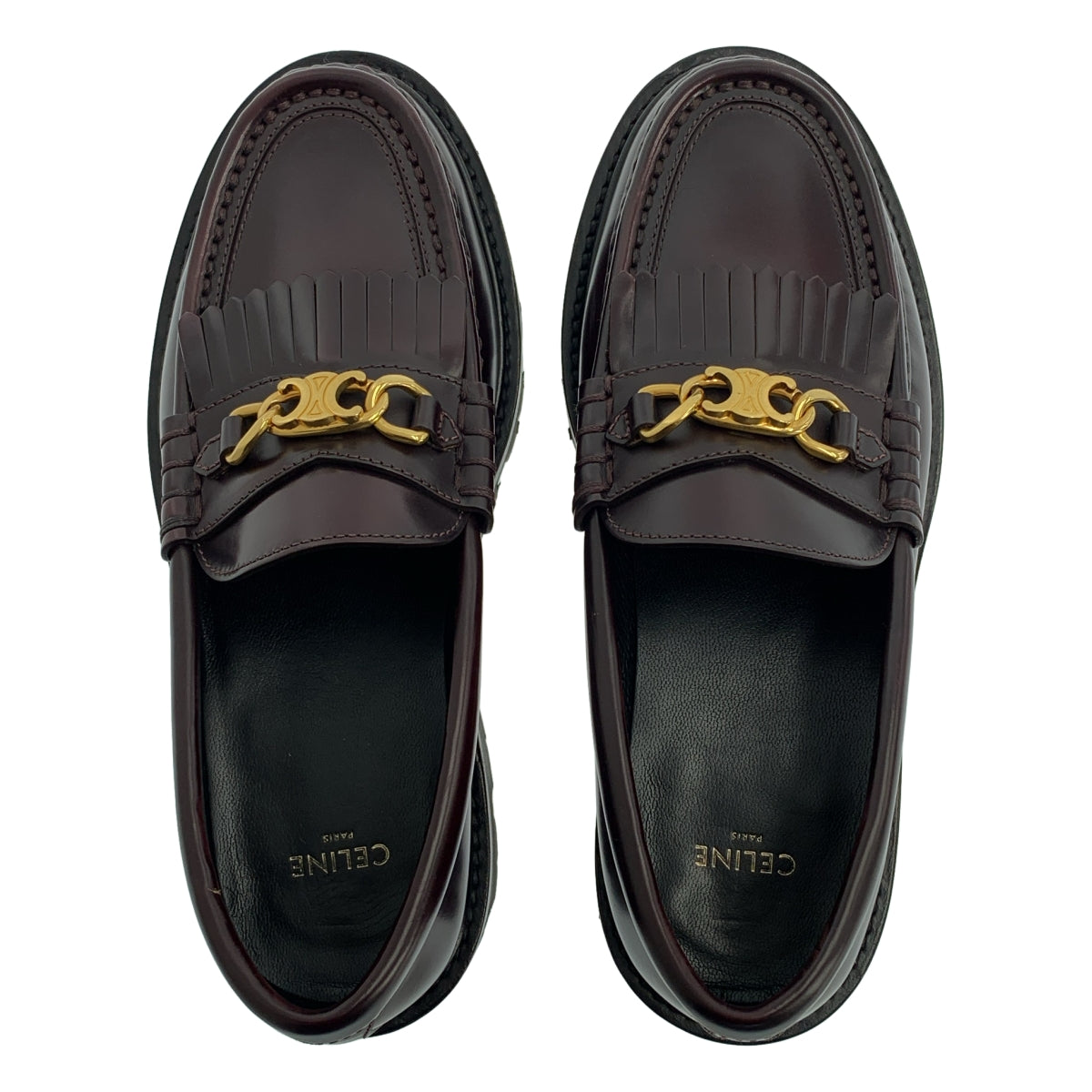 CELINE | Triomphe 鏈條雛菊皮革流蘇樂福鞋 | 36碼 |