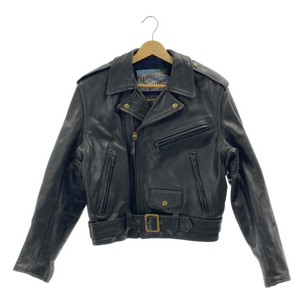 【成色極佳】AEROLEATHER | 20世紀90年代 | 真馬皮雙排扣騎手夾克 | 全襯裡 | 尺寸34 | 黑色 | 男士