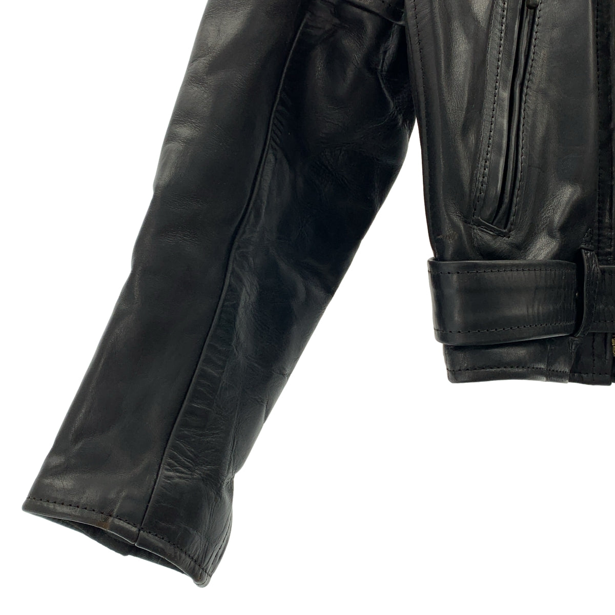 【美品】  AEROLEATHER / エアロレザー | 1990s | Genuine Front Quarter Horsehide / ホースハイド レザー ダブル ライダース ジャケット / 総裏地 | 34 | ブラック | メンズ