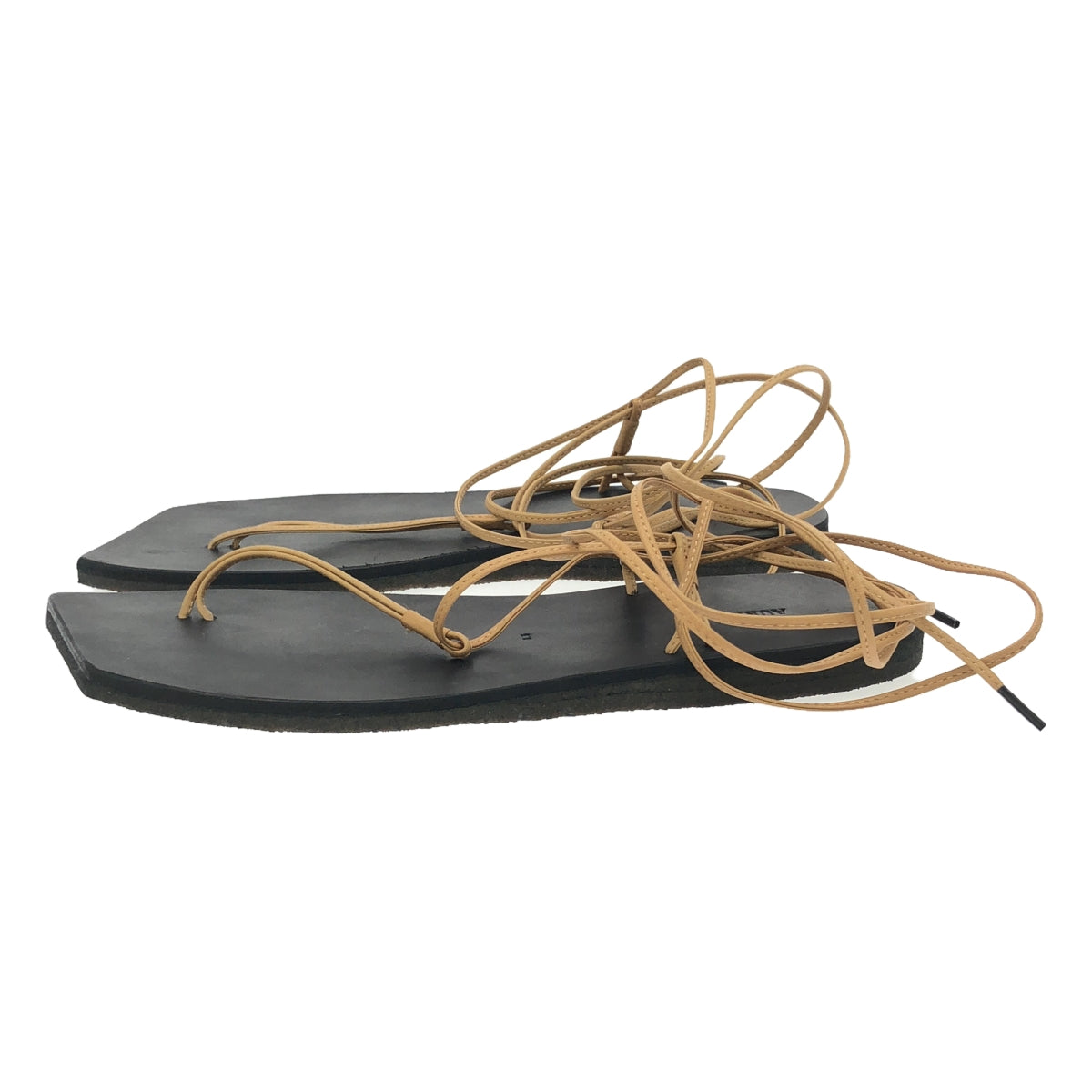 【美品】  AURALEE / オーラリー | 2021SS | × FOOT THE COACHER フットザコーチャーコラボ LEATHER LACE-UP SANDALS レザー レースアップ サンダル | 6.5 | ブラック | レディース