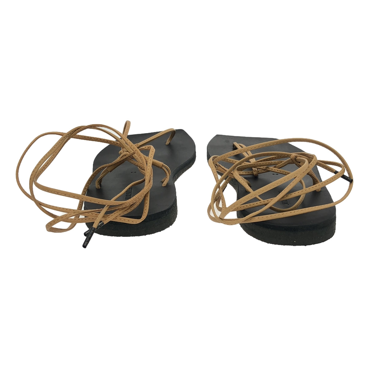 【美品】  AURALEE / オーラリー | 2021SS | × FOOT THE COACHER フットザコーチャーコラボ LEATHER LACE-UP SANDALS レザー レースアップ サンダル | 6.5 | ブラック | レディース