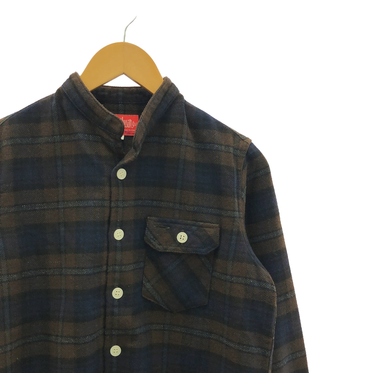 grown in the sun / グローンインザサン | スタンドカラー フランネル チェック ネルシャツ | 0 | ブラウン | レディース