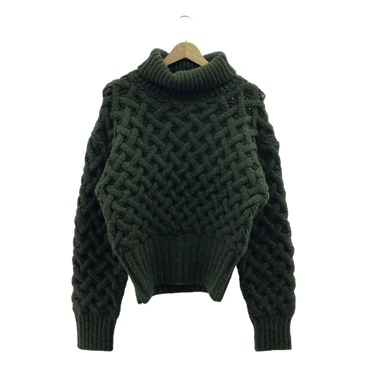TELOPLAN / テーロプラン | 2023AW | Kenzie Knit / タートルネック ケーブル ニット セーター | F | グリーン | レディース