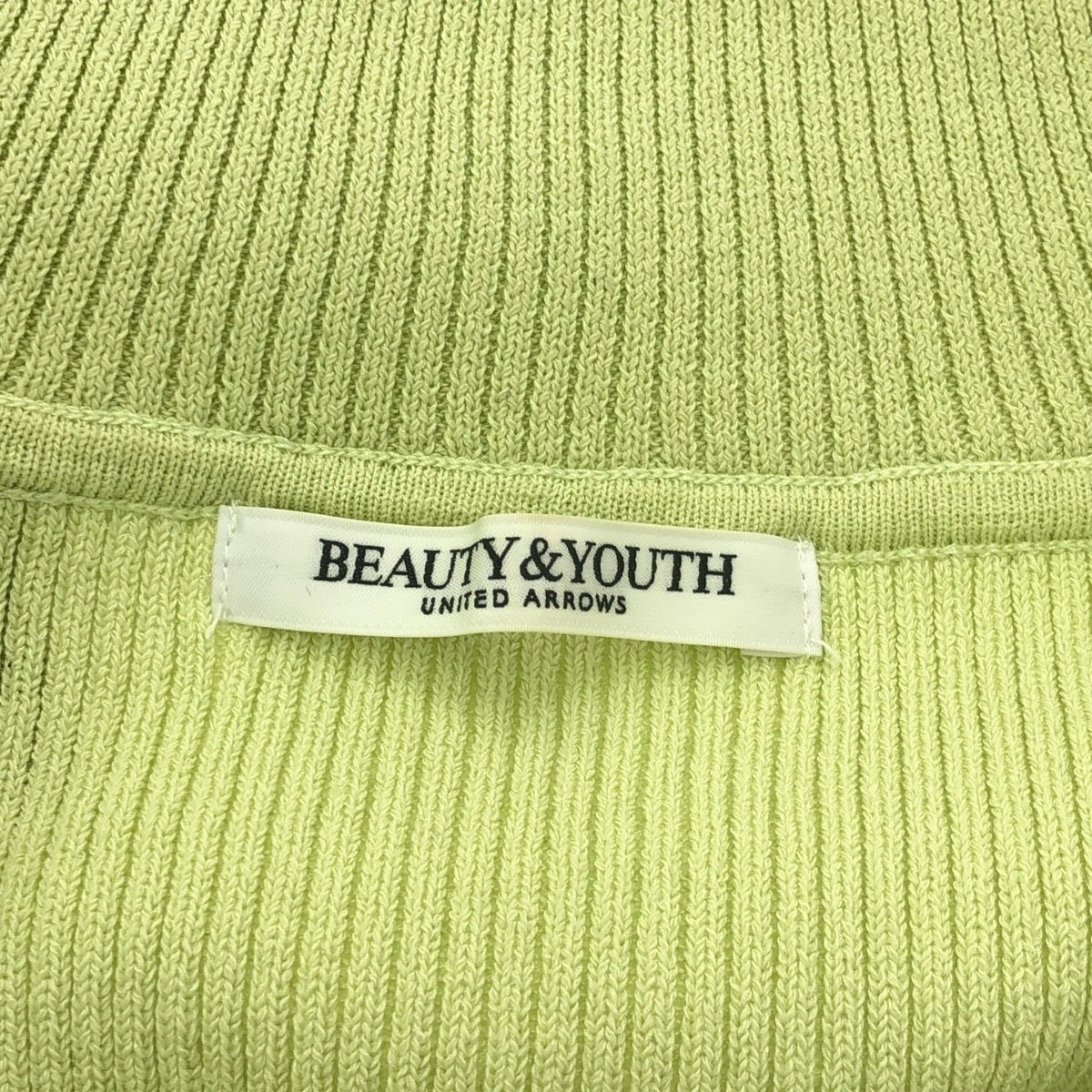 BEAUTY&YOUTH / ビューティーアンドユース | コットンブレンド リブ ジップ カーディガン | F | ライムグリーン | レディース