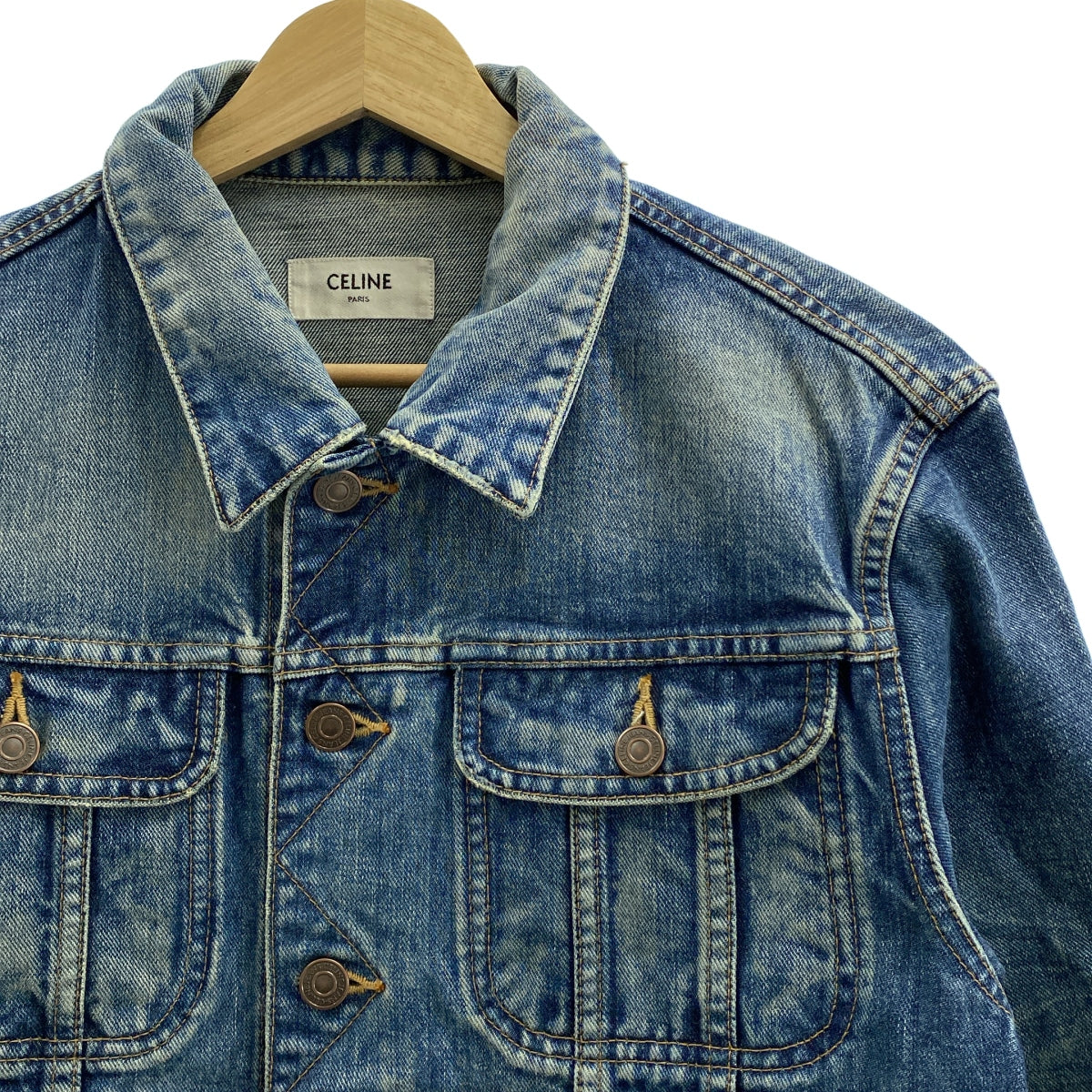 CELINE / セリーヌ | trucker jacket in denim ダメージ加工 デニム トラッカー ジャケット | M | レディース