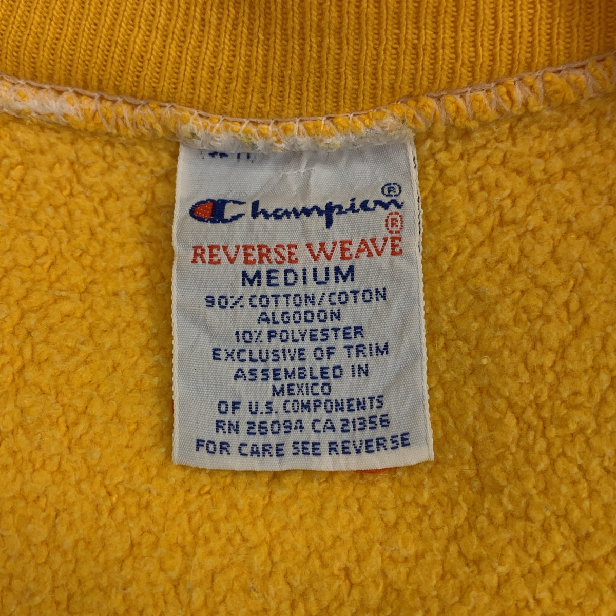 CHAMPION / チャンピオン | 90s ヴィンテージ REVERSE WEAVE リバースウィーブ クルーネック スウェット 無地 | M | イエロー | メンズ