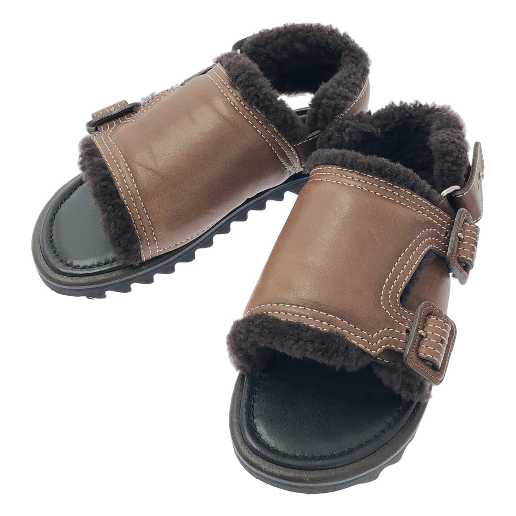 【美品】  AURALEE / オーラリー | × FOOT THE COACHER MOUTON SANDALS ムートン サンダル | 6 | ブラウン | レディース