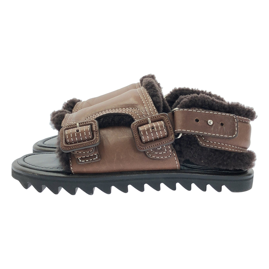 【美品】  AURALEE / オーラリー | × FOOT THE COACHER MOUTON SANDALS ムートン サンダル | 6 | ブラウン | レディース