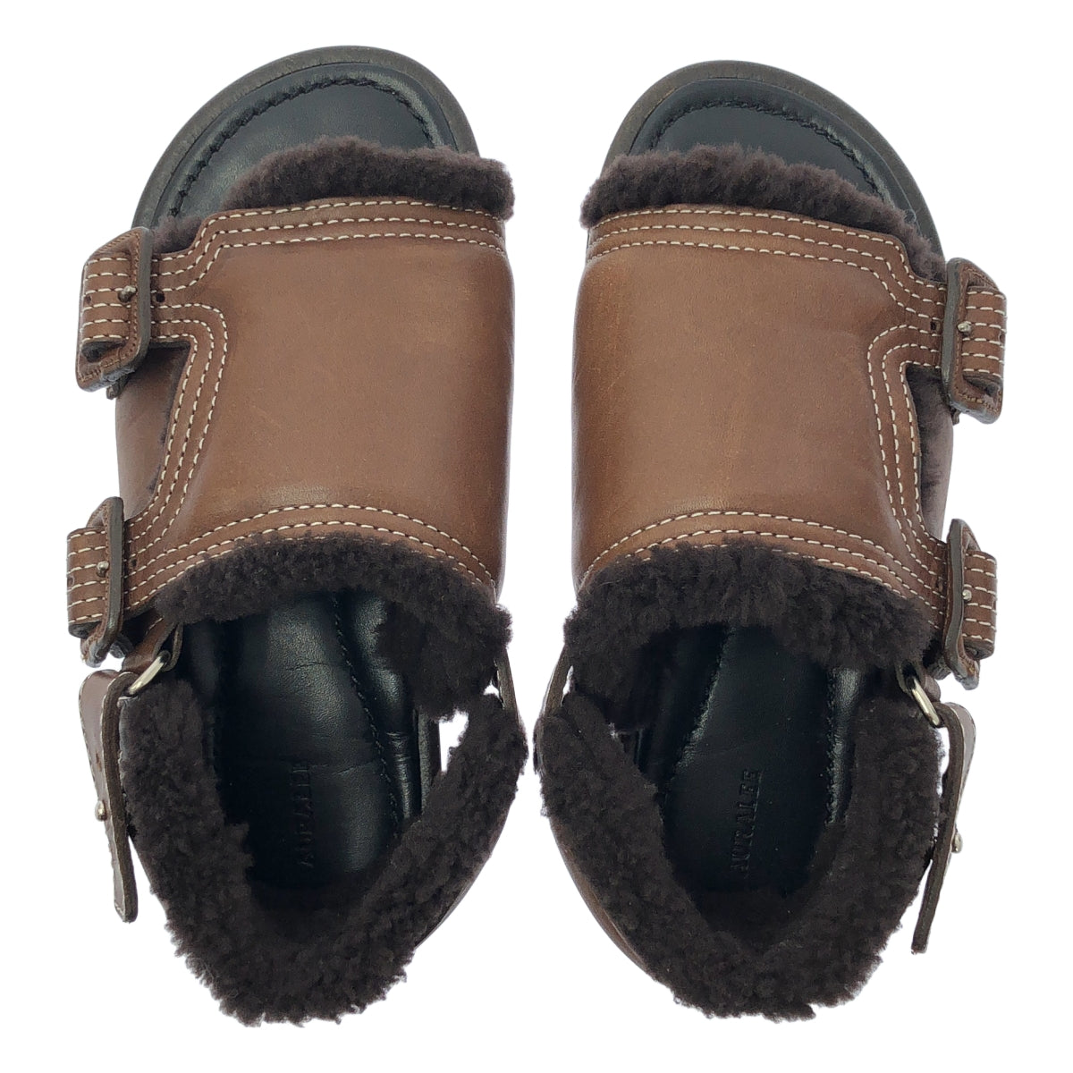 【美品】  AURALEE / オーラリー | × FOOT THE COACHER MOUTON SANDALS ムートン サンダル | 6 | ブラウン | レディース
