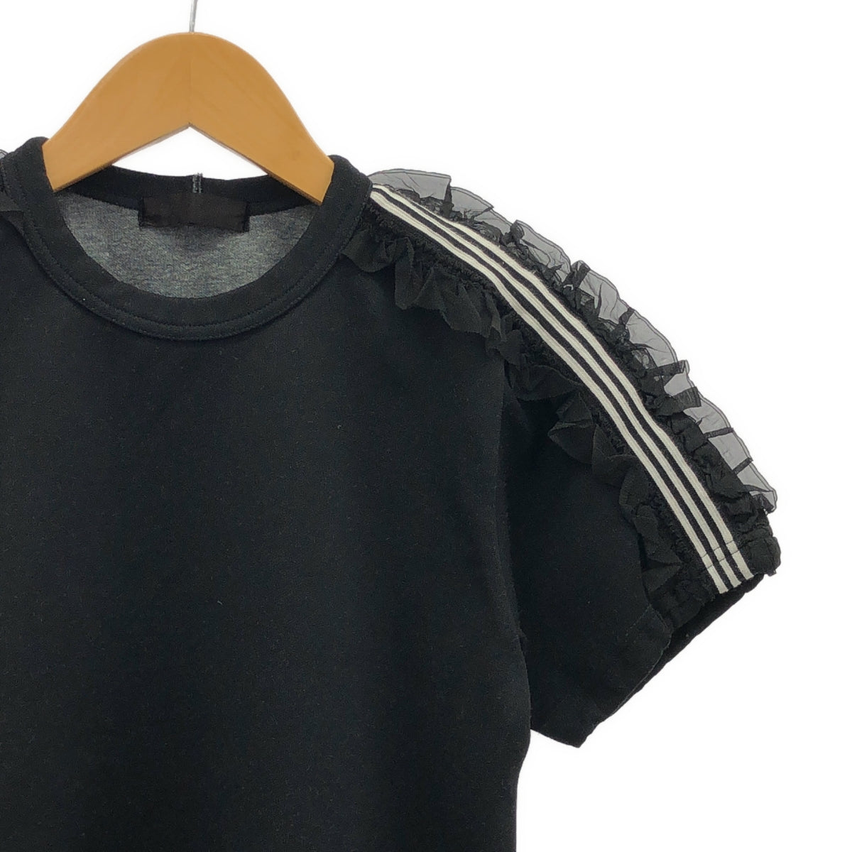 COMME des GARCONS / コムデギャルソン | 2005SS | ポリエステル 製品染め レースフリル装飾 サイドラインスリーブ カットソー |