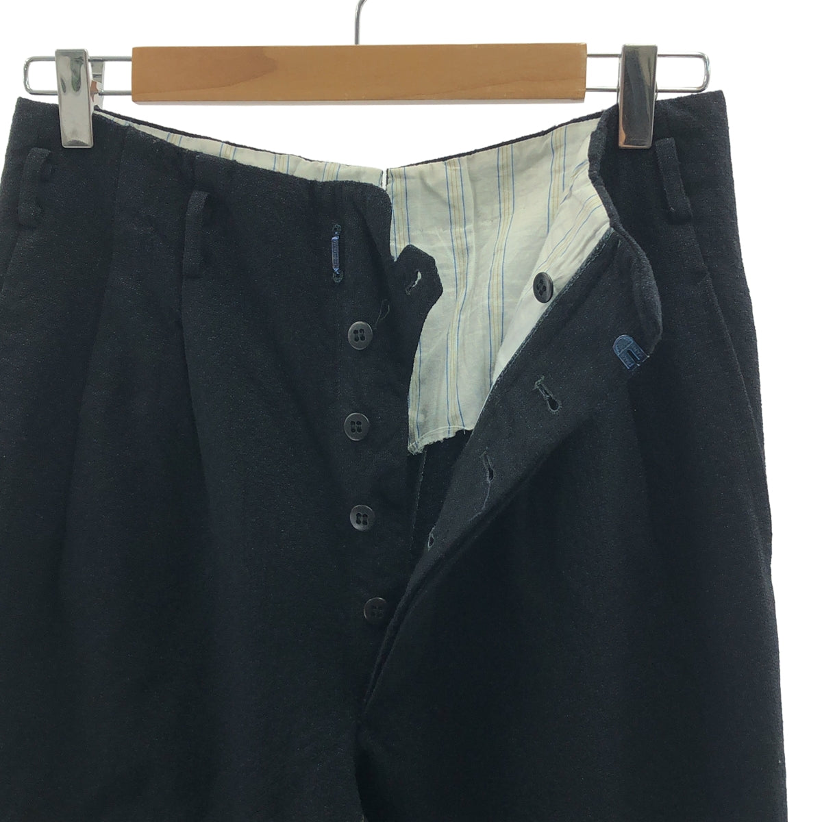 EURO VINTAGE / ユーロヴィンテージ | 推定60s ヴィンテージ 2タック ジャガードパンツ DEPONIRTホック | ブラック | メンズ