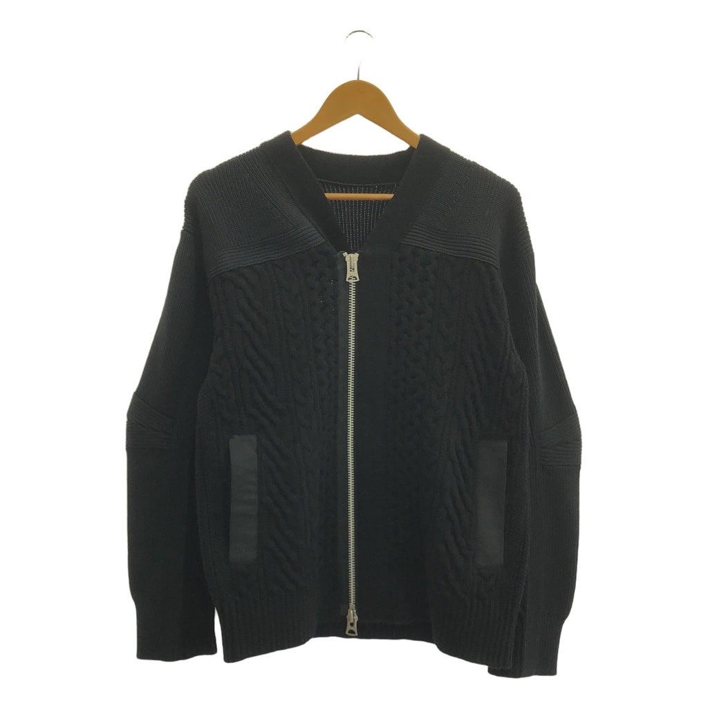 【美品】  sacai / サカイ | 2024AW | Knit Cardigan ジップアップ ニット カーディガン | 1 | ブラック | レディース