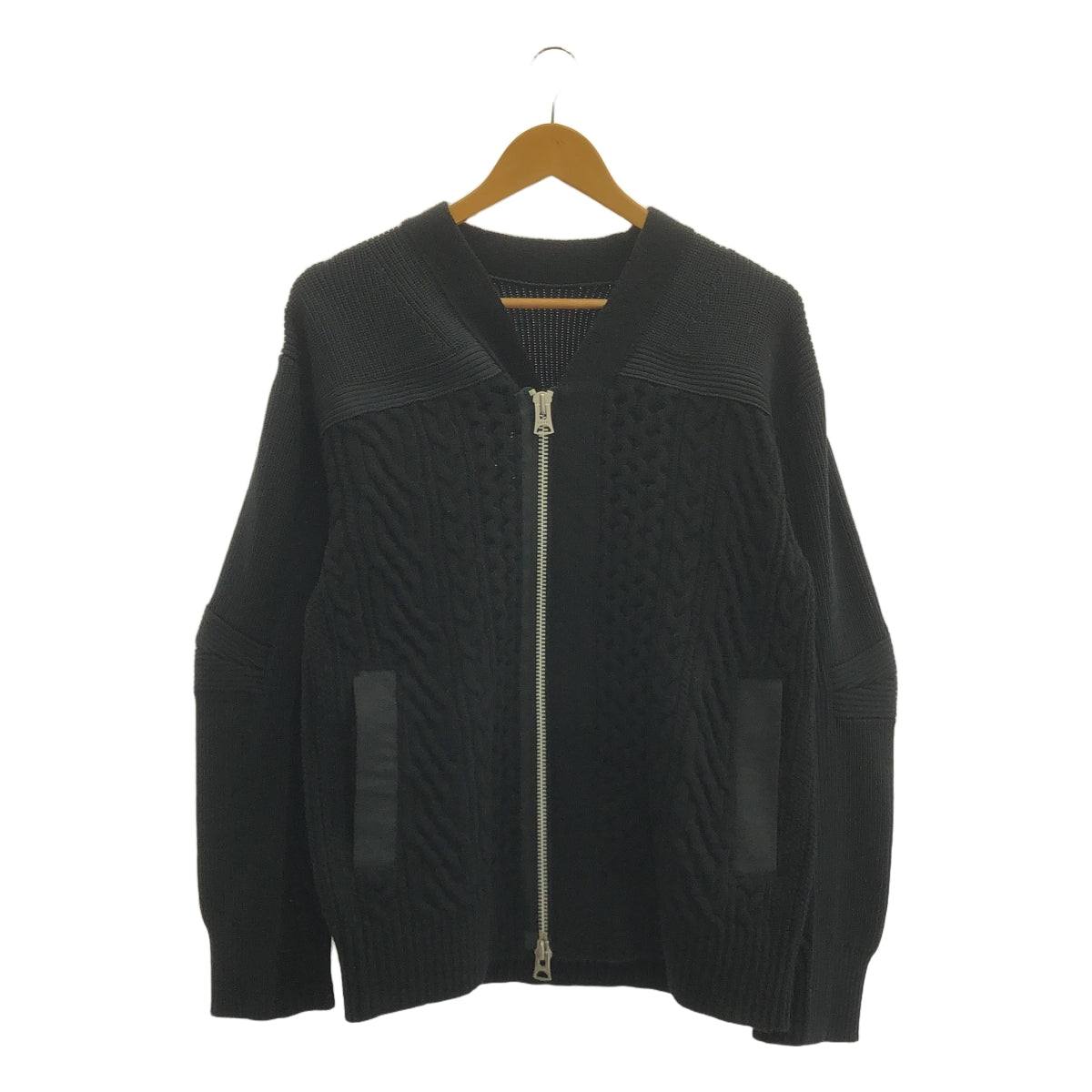 【미품】 sacai / 사카이 | 2024AW | Knit Cardigan 지퍼 니트 카디건 | 1 | 블랙 | 여성