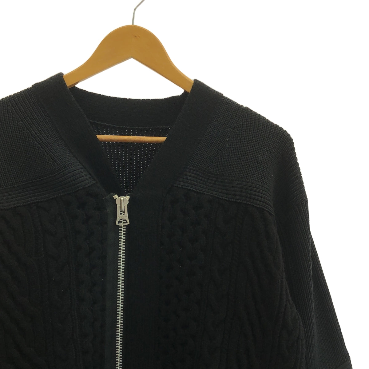 【미품】 sacai / 사카이 | 2024AW | Knit Cardigan 지퍼 니트 카디건 | 1 | 블랙 | 여성