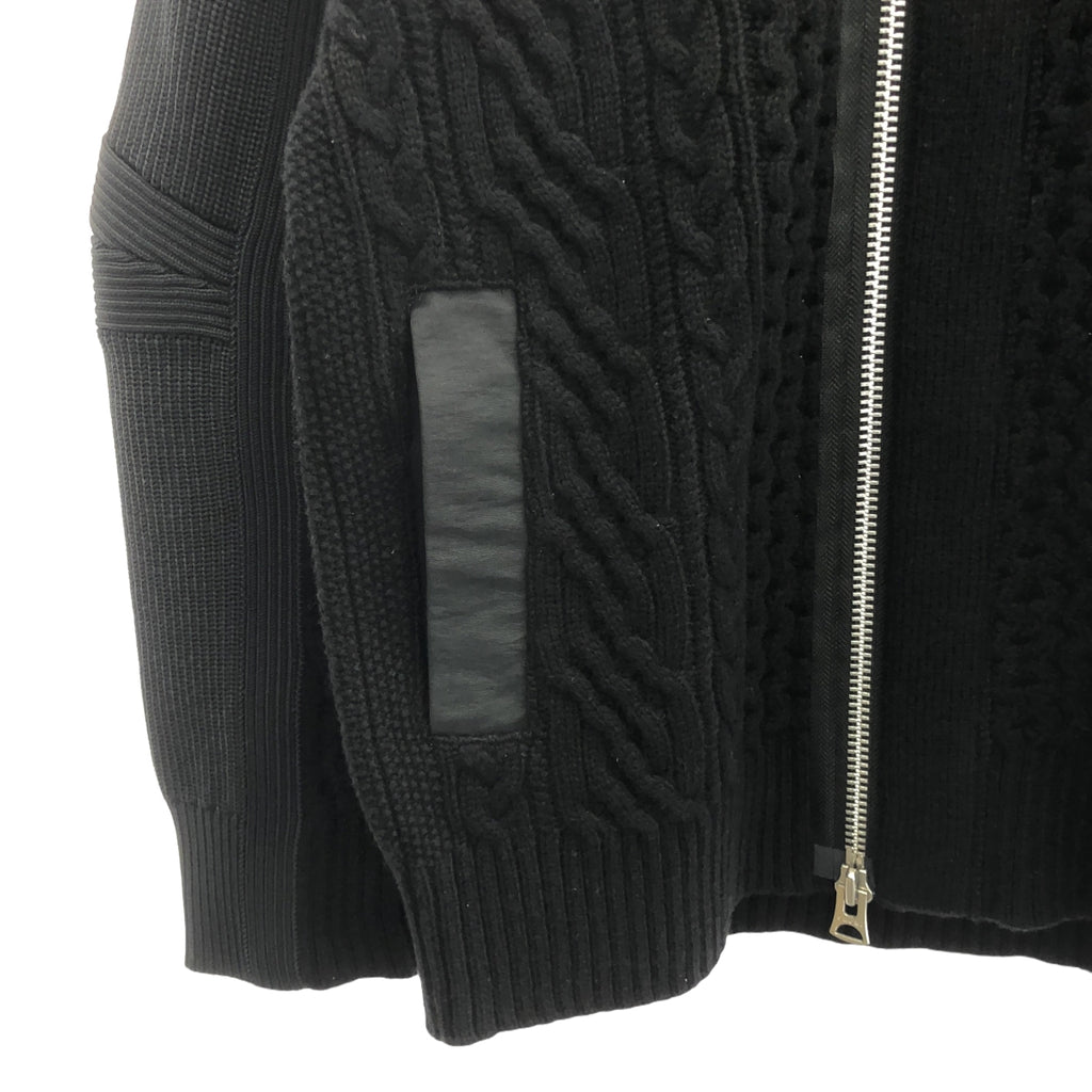 【美品】  sacai / サカイ | 2024AW | Knit Cardigan ジップアップ ニット カーディガン | 1 | ブラック | レディース