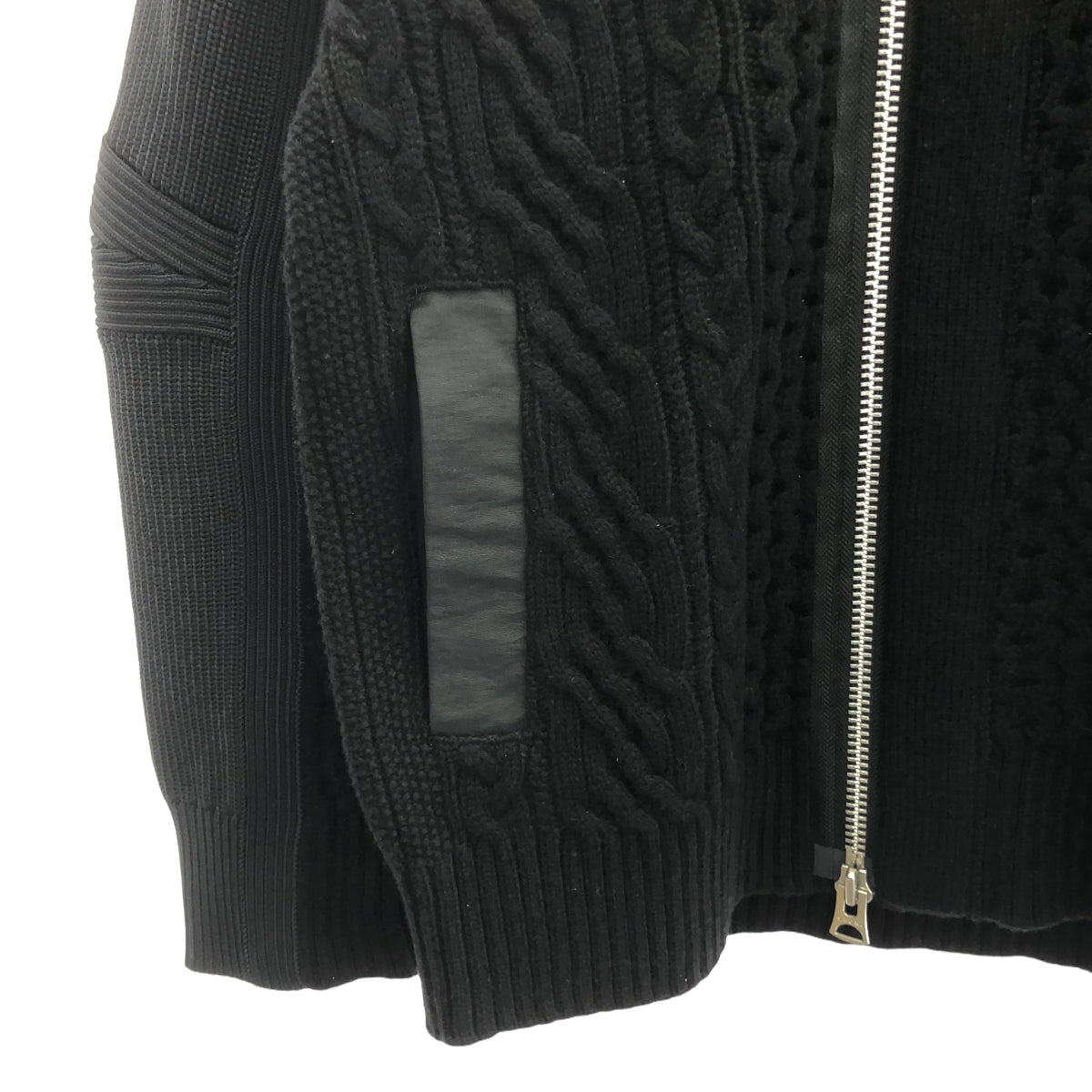 【美品】  sacai / サカイ | 2024AW | Knit Cardigan ジップアップ ニット カーディガン | 1 | ブラック | レディース