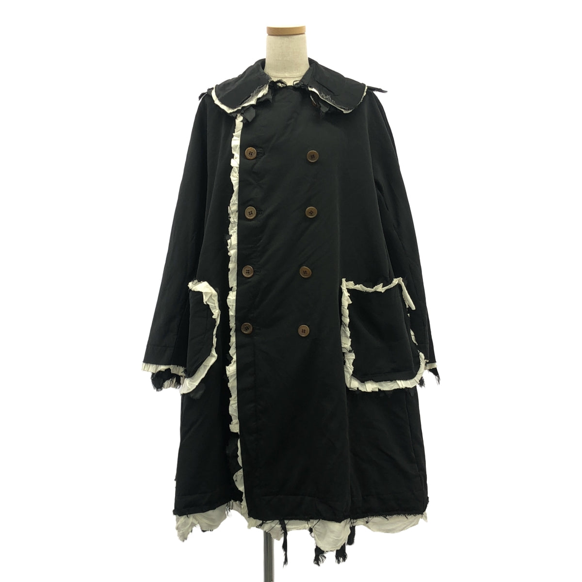 COMME des GARCONS / コムデギャルソン | 2018AW | Camp キャンプ /  ポリ縮絨 フリル ダブルコート | S | レディース